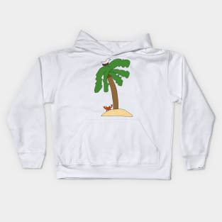 A Palm Tree on a Beach Kids Hoodie